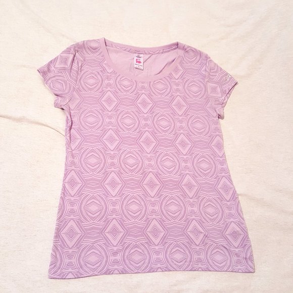 2/$20 Zumba Aztec Print Purple Pink Short Sleeve Shirt, Woman Medium - Picture 1 of 7